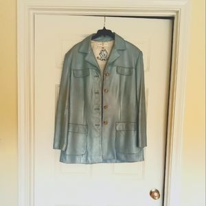 ST. JOHN SPORT Light Blue Leather Blazer